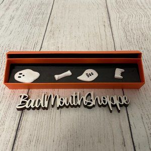 *The Dark Times Handmade Clay Ghost Boo Bone Fangs Halloween Badge Pin Set